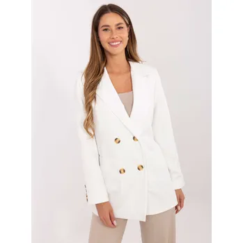 Bílé elegantní sako s podšívkou a kapsami LK-