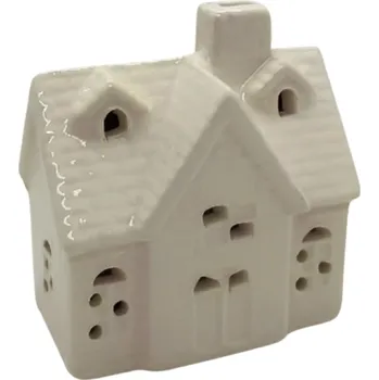 Harasim velkoobchod s. r. o. Keramický domeček LED, bílý, 8 cm