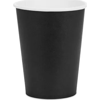 Party nádobí Papírové kelímky černé 250 ml – 6 ks, jednorázové