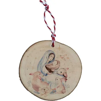 Vánoční ozdoba Dřevěná vánoční ozdoba - Panna Marie s Ježíškem