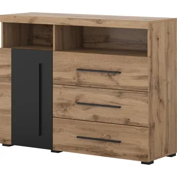 Komoda Komoda TYLTA 1D3S, dub wotan/černá + vyzvednutí ZDARMA