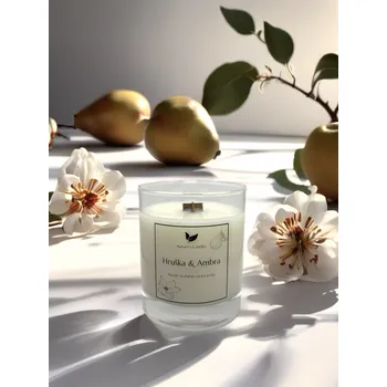 Svíčka NATURES CANDLES Hruška a ambra sójová svíčka 180 gr