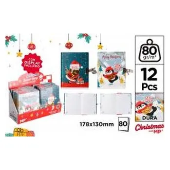 Set školních potřeb Notes pamiętnik z kłódką Mikołaj / pingwinek MIX