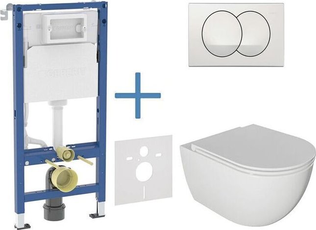 Geberit Duofix - Set předstěnové instalace, klozetu Oudee a sedátka softclose, tlačítko Delta, bílá