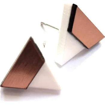 Náušnice Náušnice COMBI TRIANGLE white / copper pink bílá / měděná