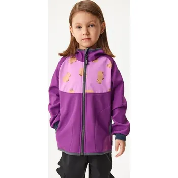 Chlapecká bunda Unuo Dětská softshellová bunda s fleecem Basic, Ostružinová, Kapybary - 92/98