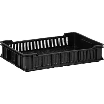 Přepravka na jídlo Přepravka na ovoce/zeleninu nízká 60 x 40 x 13 cm černá
