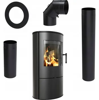 Kratki ROLLO 150 7 kW ocelová pecní černá + příslušenství ROLLO/BLACK/ZESTAW