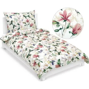 Povlečení veratex Povlečení bavlněné s hotelovou kapsou Magnile růžová, zelená 140x200, 70x90 cm