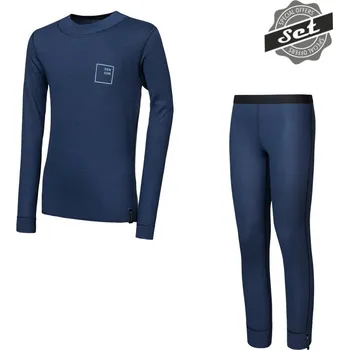 SENSOR DOUBLE FACE SET LOGO UP juniorský triko dl.rukáv + spodky deep blue 150