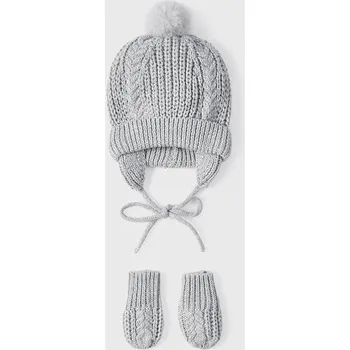 Oblečení a móda Mayoral Souprava čepice a rukavic 9547 smetanová barva: šedá, Rozměr: 12 měsíců, 80 cm