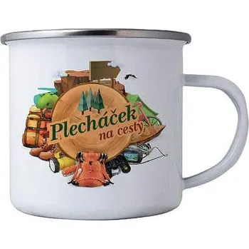 Plechový smaltový hrnek 350 ml v krabičce na cesty