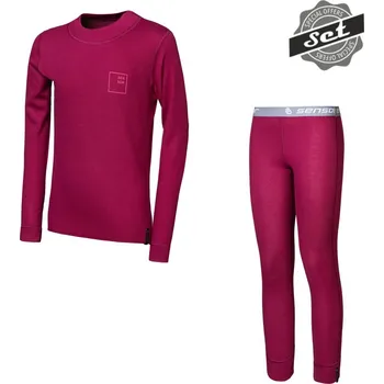 SENSOR DOUBLE FACE SET LOGO UP juniorský triko dl.rukáv + spodky lilla 150