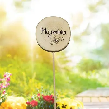 Dřevěné zapichovátko k bylinkám 30 cm - majoránka