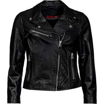 Dámský křivák Dámská Kožená Bunda Křivák Lizzy Nuvell Brixton Černá Velikost: 4XL