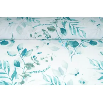 Plátno bavlněné, vzor eukalyptus, metráž, látka