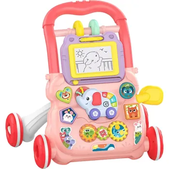 Stínítko do auta Vzdělávací dětské chodítko s kreslící tabulí a hudbou 40x32x40,5 cm Pomůcka pro učení tvarů a rozvoj jemné motoriky batolat růžová