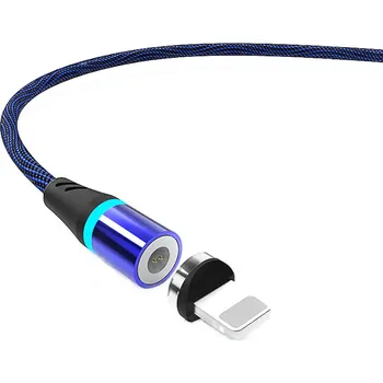 Datový kabel W-Star KBMG2BBL1 - Magnetický USB kabel Lightning, 3A, 1m modrá černá