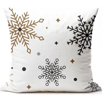 Povlak na polštářek Bavlněný povlak na polštář - Sněhové vločky Zlaté Zapínání: zip, Velikost polštáře: 40x40