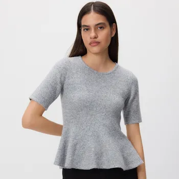 Dámský svetr Reserved - Svetr typu basquine - středně šedá - 125GS-85M - 125GS-85M-XL