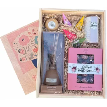 Dárkový potravinový koš Dřevěná dárková bedna milované babičce XXL