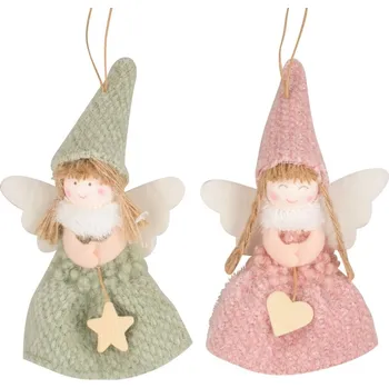 Vánoční dekorace Anděl závěs pletené šaty 160 mm mix