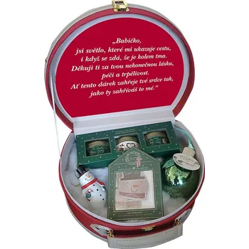 Dárkový potravinový koš Vánoční dárkový kufřík pro babičku - Krásné Vánoce