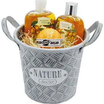 Dárkový potravinový koš Dárkový plechový box – kosmetika argan