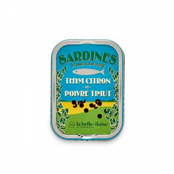 Francie - LA BELLE-ILOISE Sardinky v olivovém olej s tymiánem a pepřem 115g