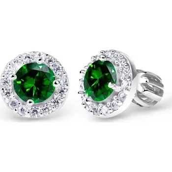 Náušnice Cutie Jewellery Náušnice z bílého zlata se zirkony Z60168B Barva: Zelená