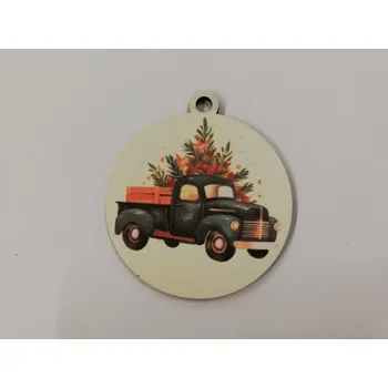 Vánoční dekorace Vánoční výřez baňka - autíčko č.1
