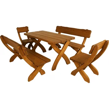 Zahradní sestava Drewmax zahradní nábytek dřevěný MO230 pacyg barevné odstíny zahradní: ořech