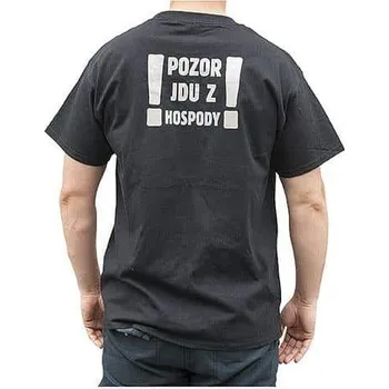 Pánské tričko Černé reflexní tričko s potiskem - Pozor, jdu z hospody - S