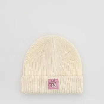 Reserved - Vlněná čepice s nášivkou - krémová - 319HG-01X - 319HG-01X-R03