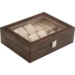 B-TOP Prostorná šperkovnice z koženky se vzorem krokodýlí kůže Druh barvy: Hnědá