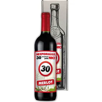 Dárkové červené víno k 30. narozeninám 0,75 l – Merlot