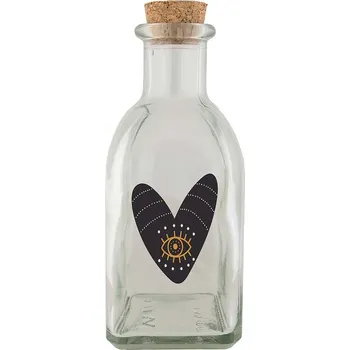Láhev Skleněná lahvička 250 ml - Srdce černé