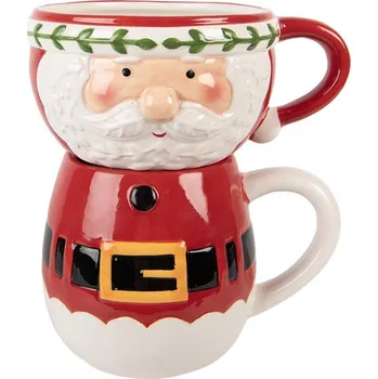 Červený keramický hrnek Santa Claus - 15*12*17 cm / 400 ml / 500 ml
