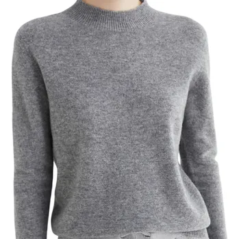 Dámský svetr Dámský pletený svetr z acetátu a bavlny s výstřihem do O Jednobarevný elegantní svetr s dlouhým rukávem Univerzální velikost pro každodenní nošení šedá