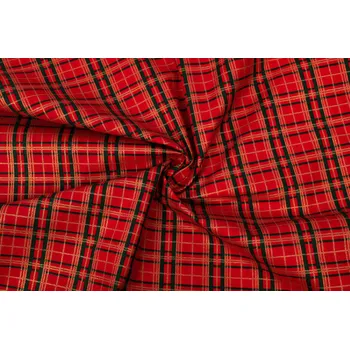 Bavlněné plátno káro červeno-zlaté