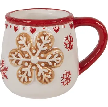Bílý vánoční keramický hrnek vločka Snowflakes - 13*10*10 cm / 375 ml