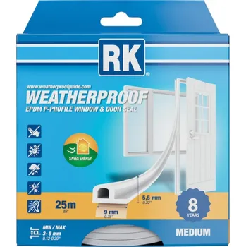 Těsnění do okna a dveří Těsnění oken a dveří EPDM - P-profil, bílá 25 m