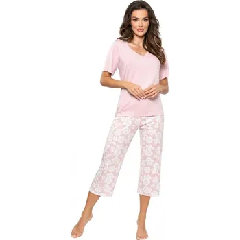 Dámské pyžamo Bavlněné dámské pyžamo Rosalia 3/4 růžové XXL