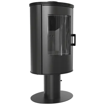 Krbová kamna Ocelová kamna na dřevo KRATKI AB S/N/O/DR otočná, průměr 150, 8 kW černá Thermotec KOZA/AB/S/N/O/DR/BLACK