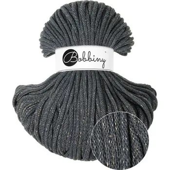 Příze Bobbiny bavlněná šňůra PREMIUM 5mm SHINY charcoal