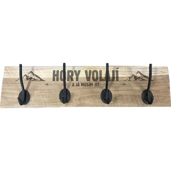 Věšák Dřevěný nástěnný věšák - hory volají a já musím jít
