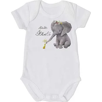 Kojenecký body Dětské body s potiskem - Naše štěstí - 3 - 6 měsíců