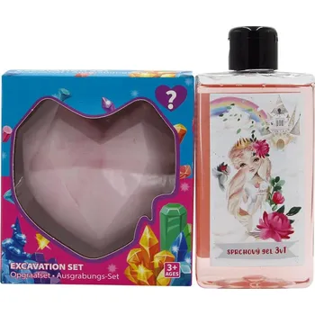 Sprchový gel Sada pro holky - sprchový gel 3v1 200 ml a archeologická hračka (srdce)