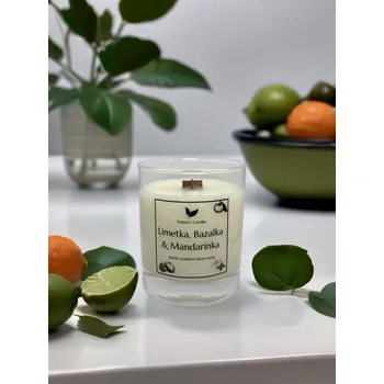 Svíčka NATURES CANDLES Limetka, bazalka a mandarinka sójová svíčka 180 gr