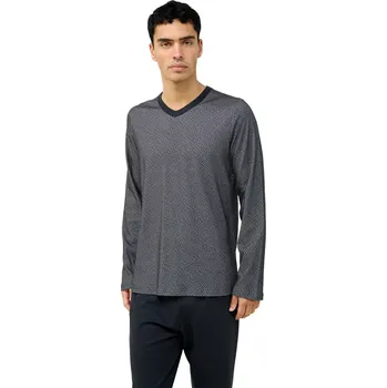Pánské pyžamo Pánské pyžamo s výstřihem do V a geometrickým vzorem Vamp 23631 dark gray velikost L